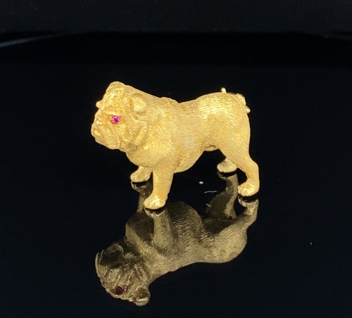 gold animal pin brooch bulldog