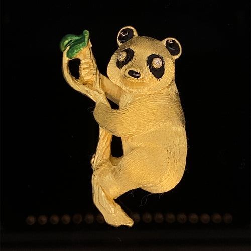 gold animal pin brooch panda bear