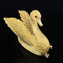 Load image into Gallery viewer, gold animal pin brooch swan
