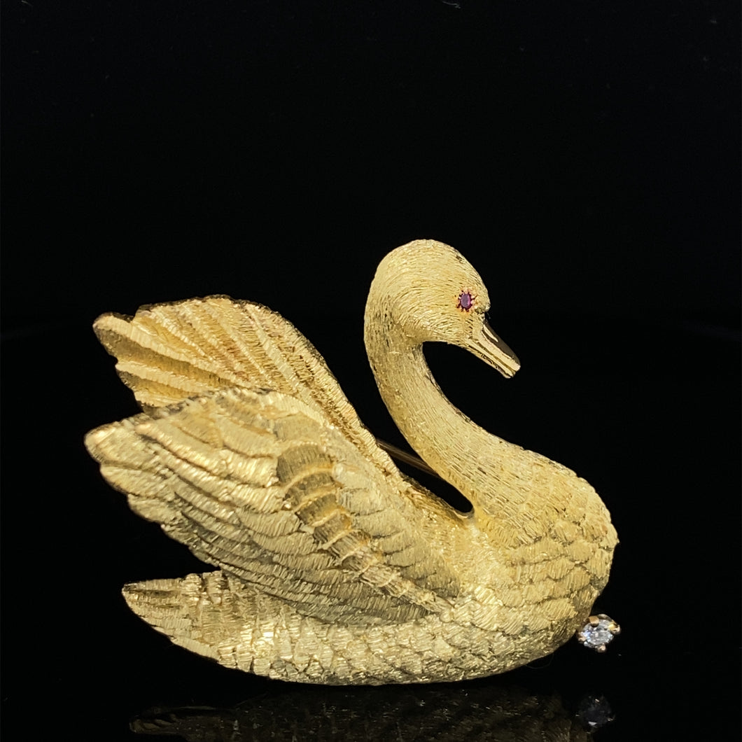 gold animal pin brooch swan