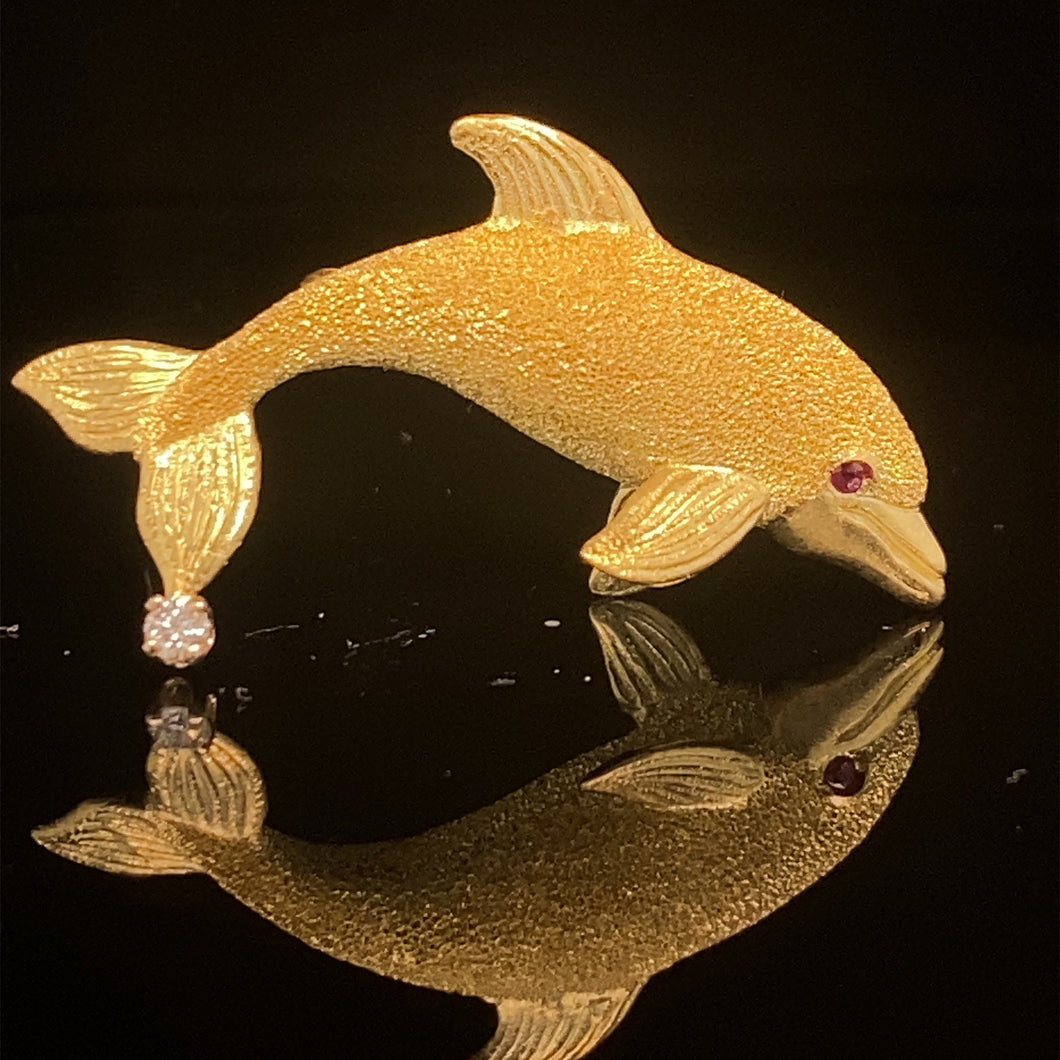 gold fish animal pin brooch jewelry dolphin  Edit alt text