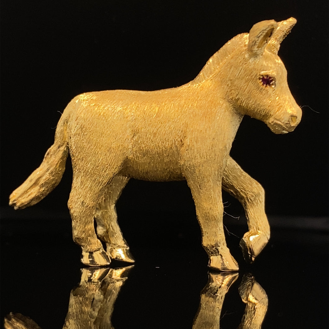 gold animal pin brooch donkey jewelry