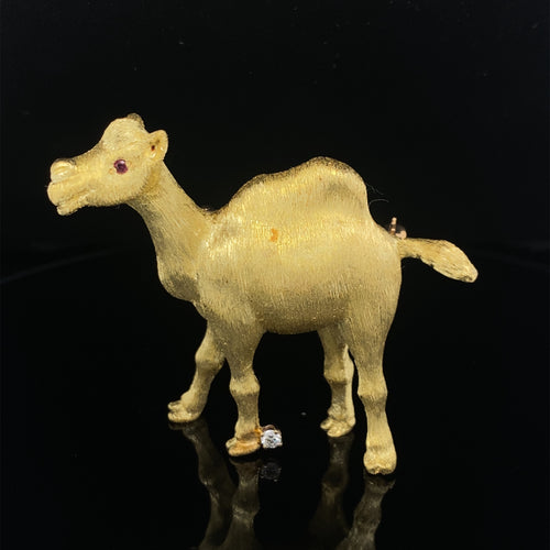 Gold animal pin brooch camel