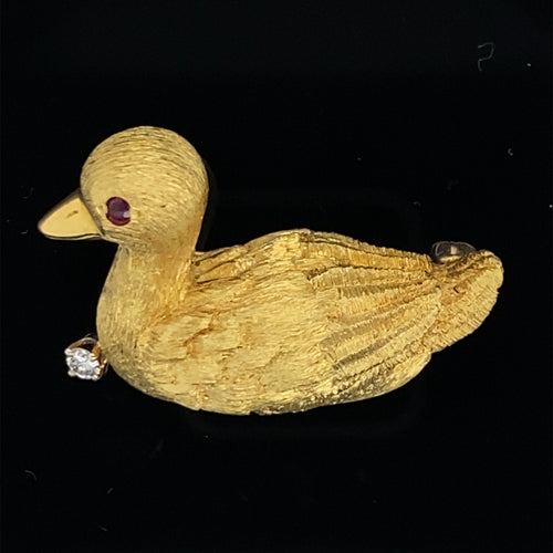 Animal Duck gold pin brooch