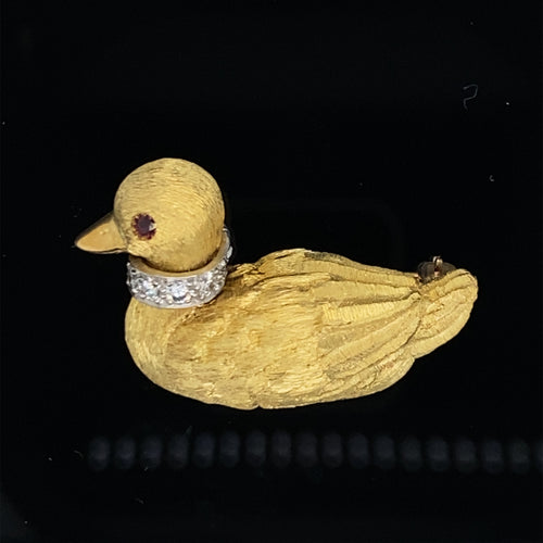 animal duck gold pin brooch