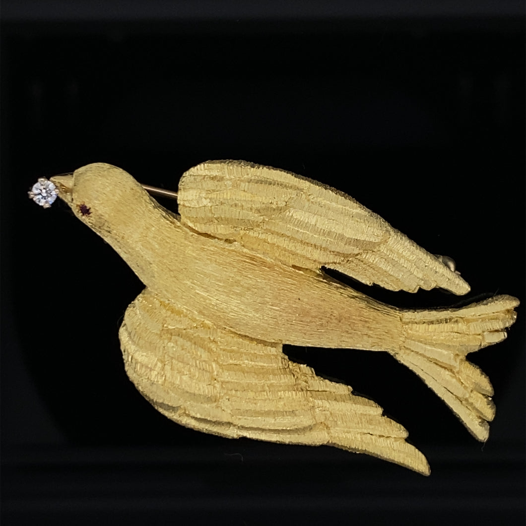 gold animal pin Brooch dove 