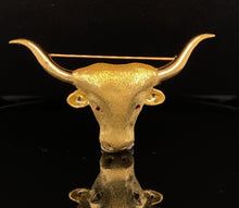 Load image into Gallery viewer, gold animal pin brooch longhorn jewelry
