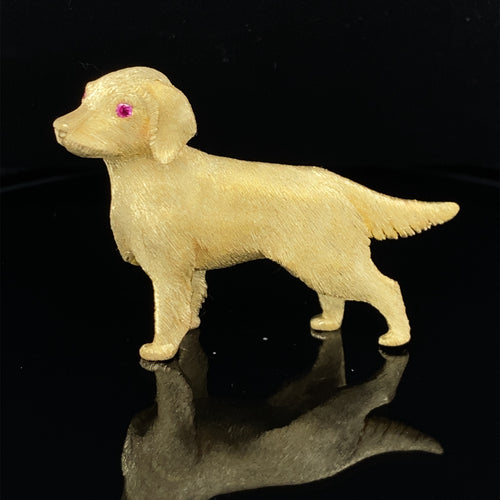 gold animal pin brooch retriever