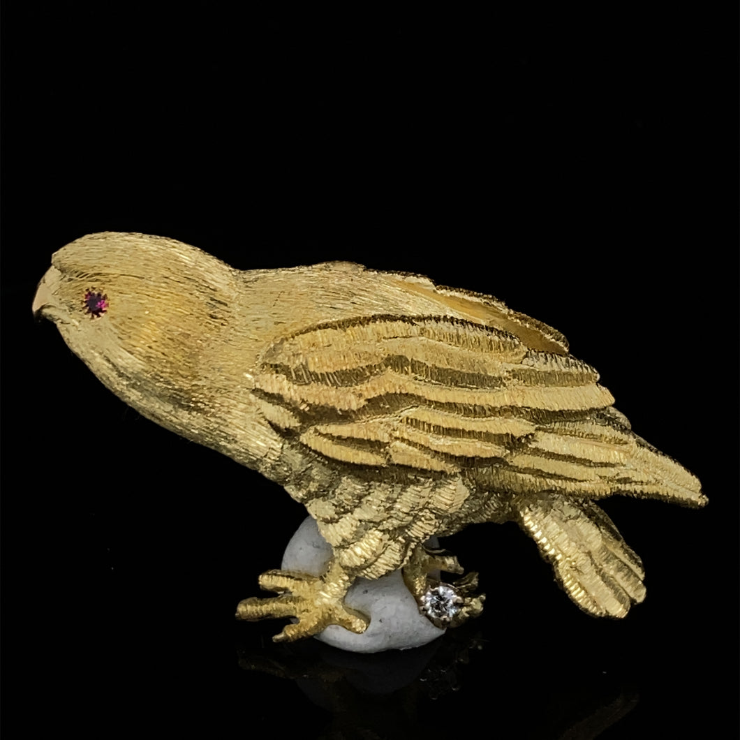 Gold Animal Pin brooch bird hawk