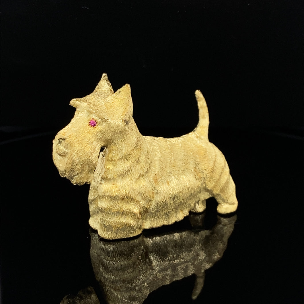 Dog Gold animal pin brooch Scottish Terrier