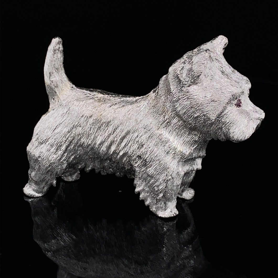 Dog Gold animal pin brooch West Highland Terrier White