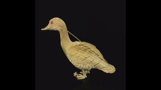 Gold animal pin brooch  goose