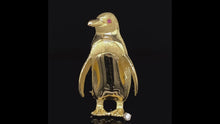 Load and play video in Gallery viewer, gold animal pin Brooch penguin
