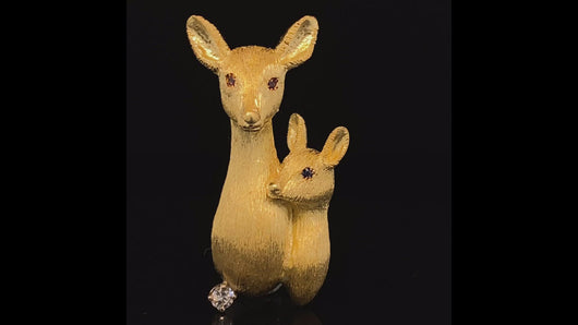 gold animal pin brooch deer doe jewelry