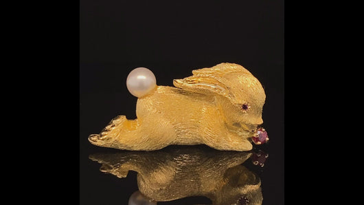 gold animal pin brooch jewelry rabbit