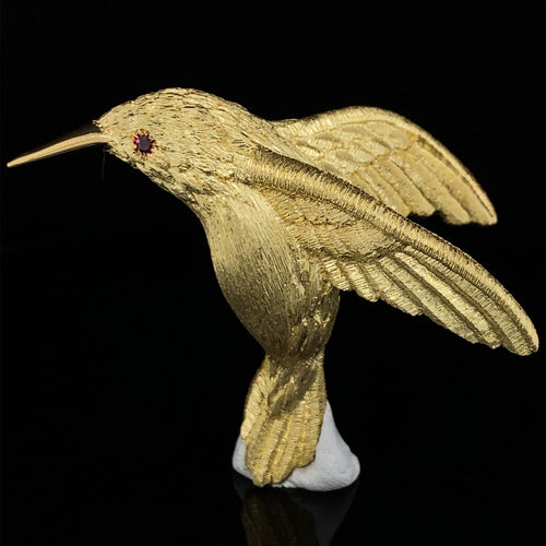 Gold animal pin brooch HummingBird