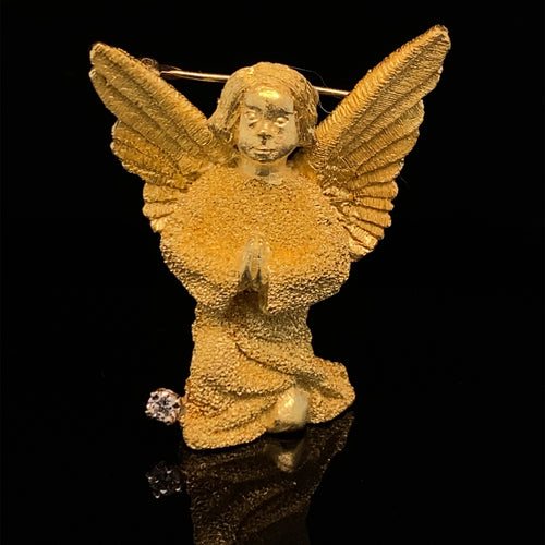 gold pin brooch jewelry kneeling angel