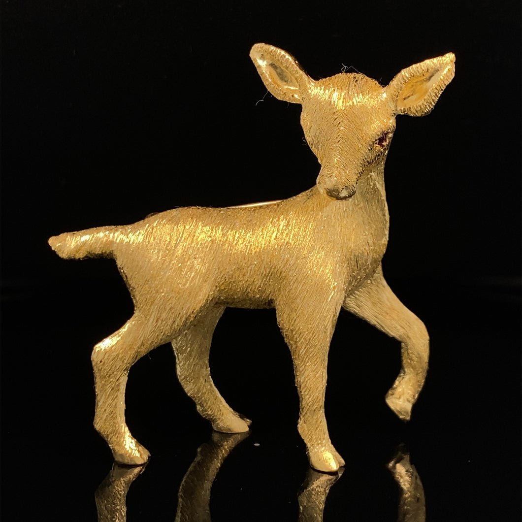 gold animal pin brooch deer fawn jewelry