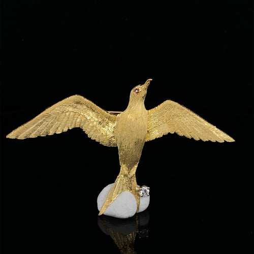 Gold animal pin brooch frigate bird