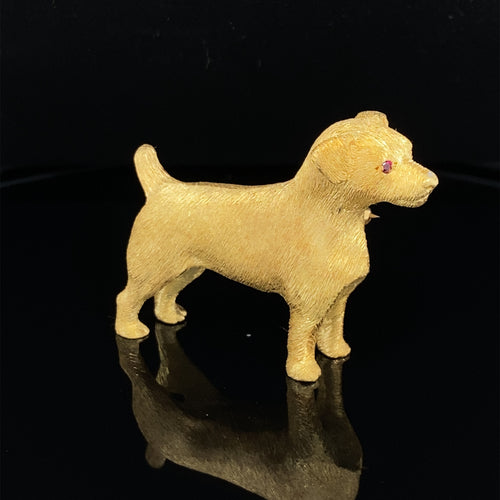 Dog Gold animal pin brooch Jack Russell Terrier