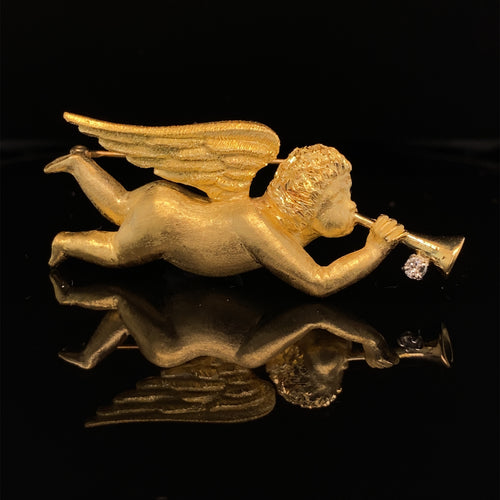 Gold pin brooch angel Gabriel