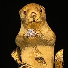 Load image into Gallery viewer, gold animal pin brooch jewelry fish sea otter
