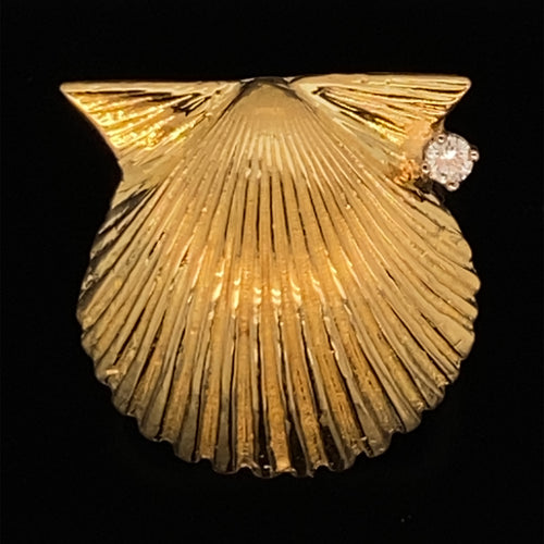 gold pin brooch jewelry Scallop