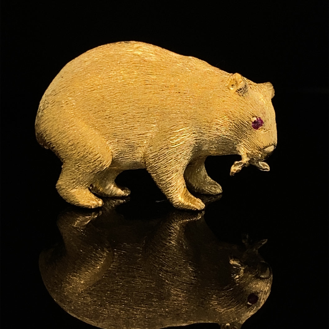 gold animal pin brooch jewelry wombat