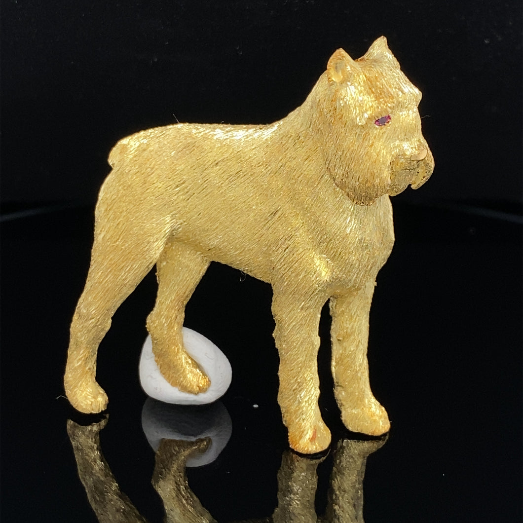 Dog Gold animal pin brooch Bouvier-des Flandres