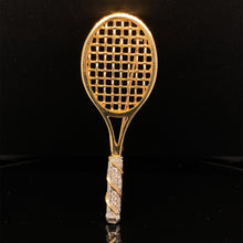 Load image into Gallery viewer, gold pin brooch tennis racquet  jewelry
