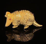 gold animal pin brooch armadillo jewelry