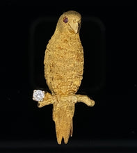 Load image into Gallery viewer, gold animal pin parrot brooch
