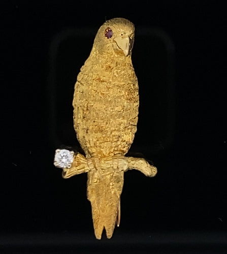 gold animal pin parrot brooch