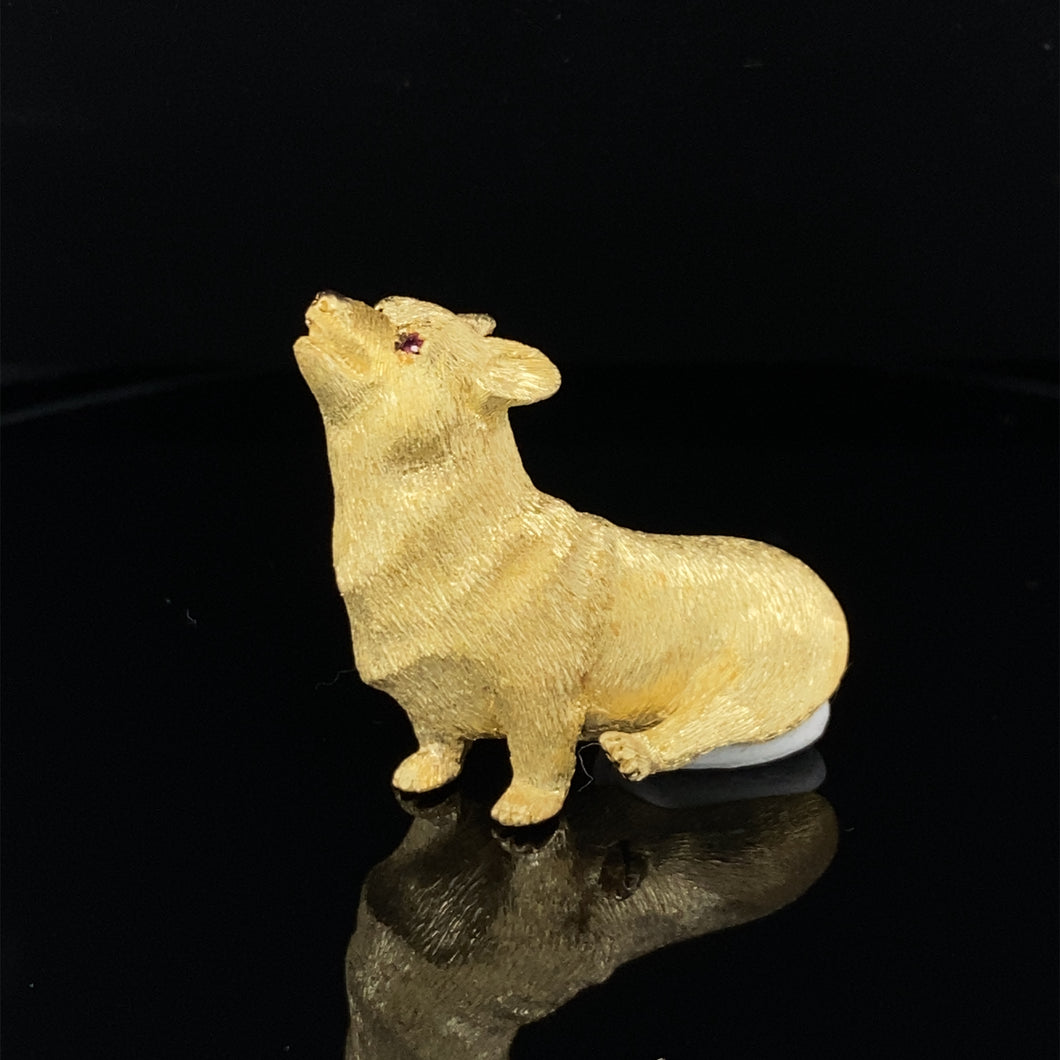 Dog Gold animal pin brooch Welsh Corgi