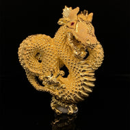 GOLD PIN BROOCH DRAGON JEWELRY