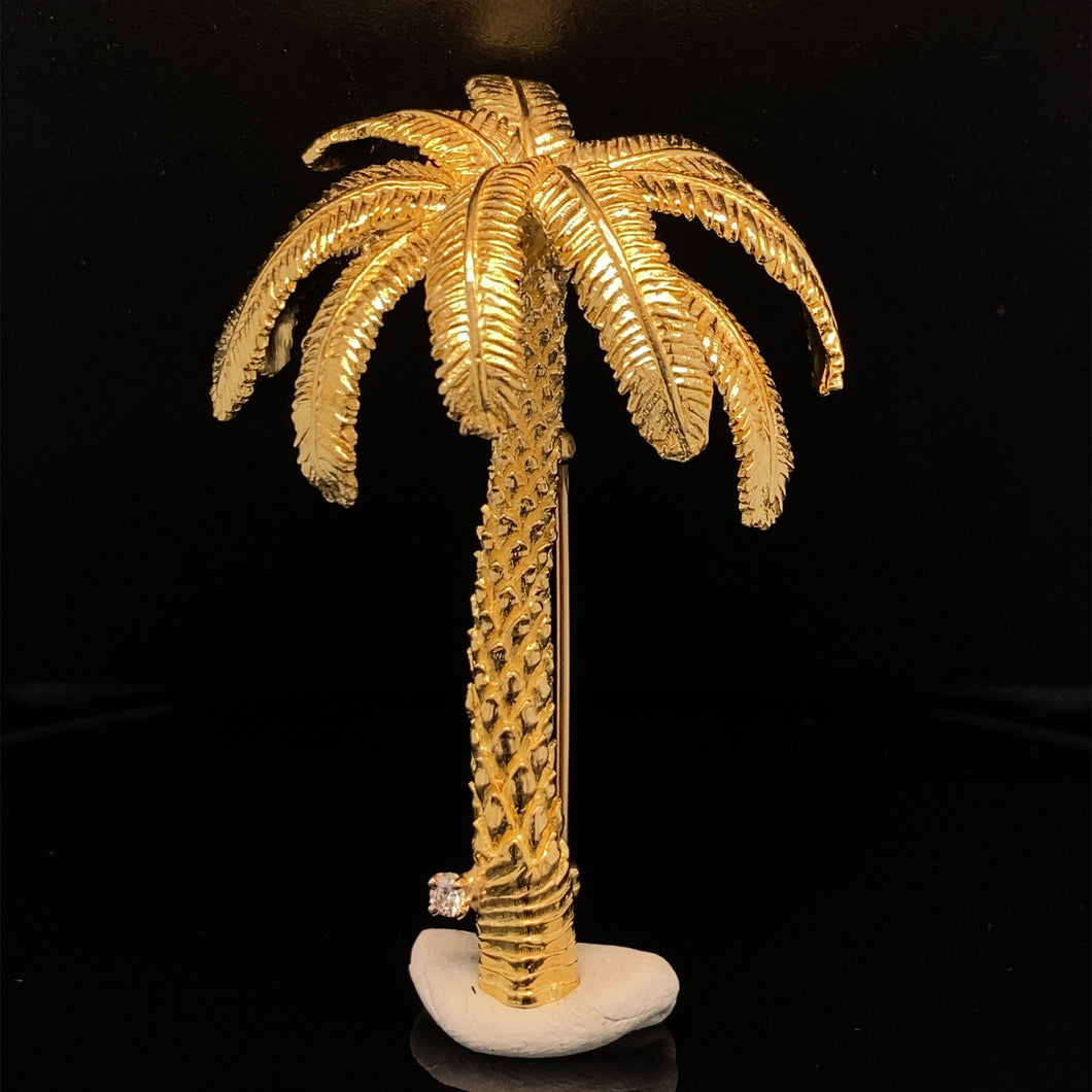 gold pin brooch palm tree jewelry