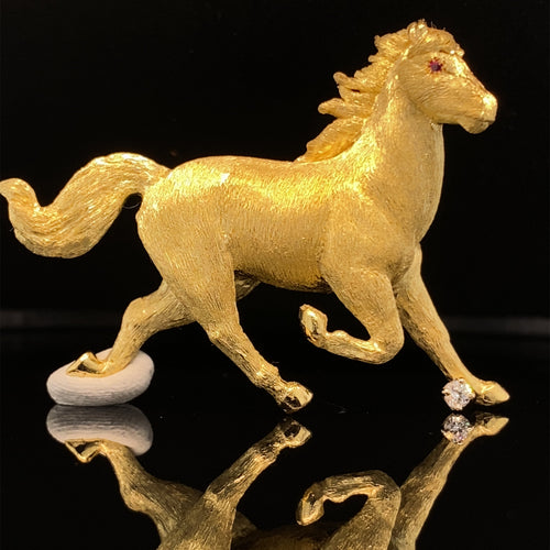 gold animal pin brooch horse jewelry