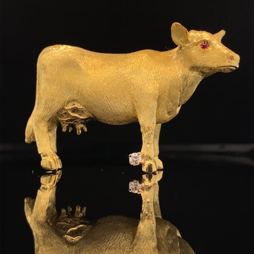 gold animal pin brooch cow jewelry