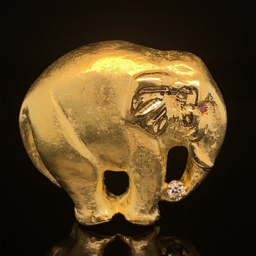 gold animal pin brooch jewelry elephant