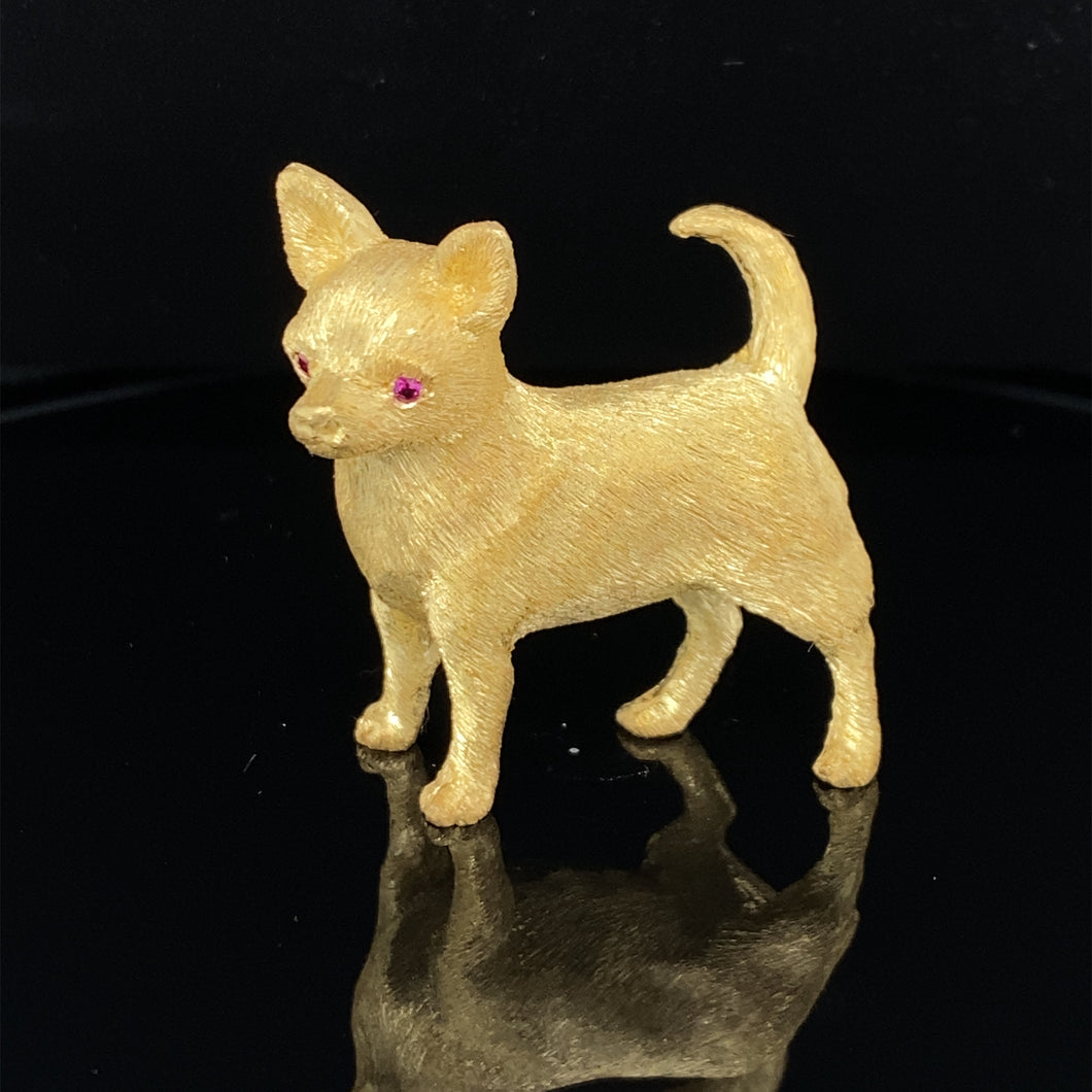 Dog Gold animal pin brooch chihuahua