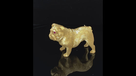 gold animal pin brooch bulldog