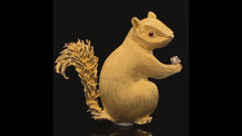 Load and play video in Gallery viewer, gold animal pin brooch jewelry squirrel
