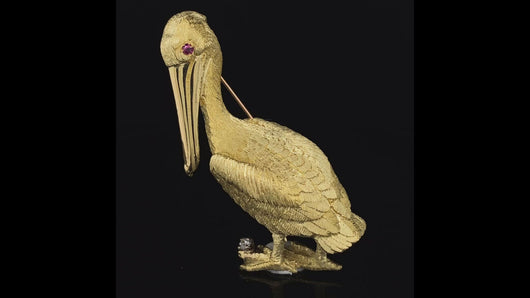 Gold animal pin brooch pelican