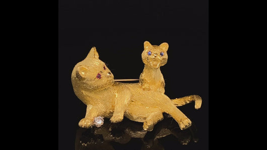 Gold animal pin brooch cat jewelry