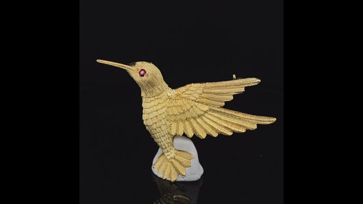 Gold animal pin brooch HummingBird