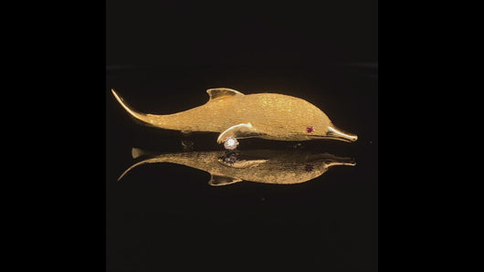 gold animal pin brooch jewelry fish porpoise  Edit alt text