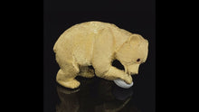 Load and play video in Gallery viewer, Gold animal pin brooch pawing bear
