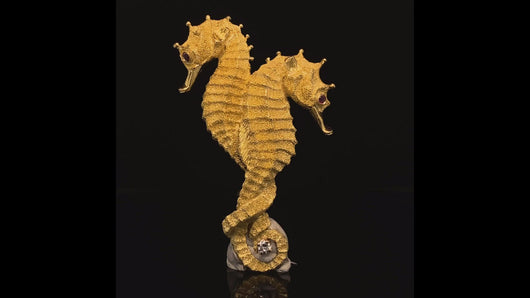 gold fish animal pin brooch jewelry seahorse