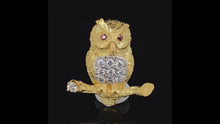 Load and play video in Gallery viewer, Gold animal pin brooch owl
