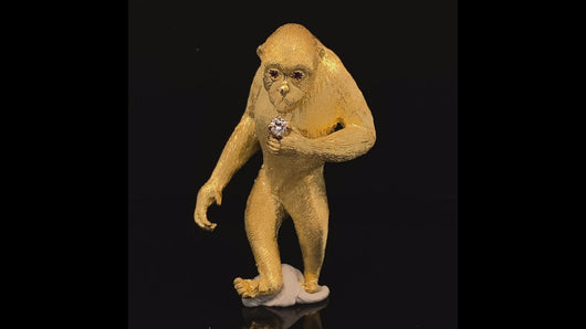 gold animal pin brooch jewelry monkey Chimpanzee